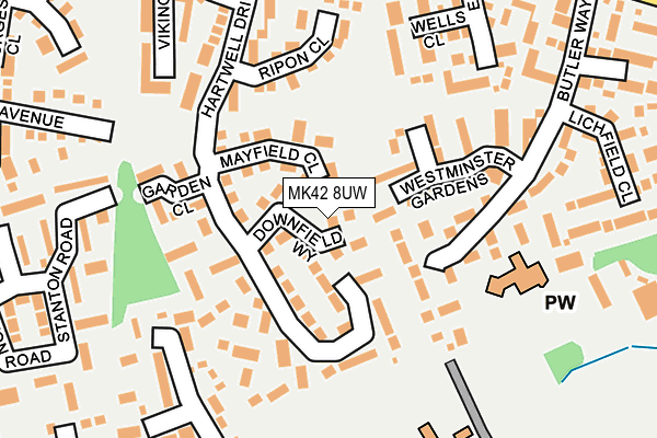MK42 8UW map - OS OpenMap – Local (Ordnance Survey) MK42 8UW map - OS OpenMap – Local (Ordnance Survey)