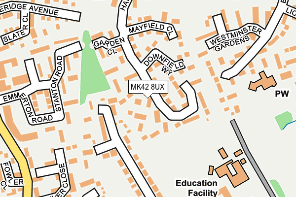 MK42 8UX map - OS OpenMap – Local (Ordnance Survey) MK42 8UX map - OS OpenMap – Local (Ordnance Survey)
