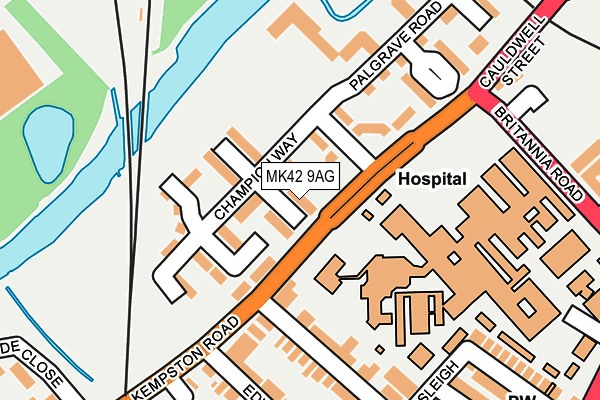 MK42 9AG map - OS OpenMap – Local (Ordnance Survey) MK42 9AG map - OS OpenMap – Local (Ordnance Survey)