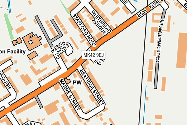 MK42 9EJ map - OS OpenMap – Local (Ordnance Survey) MK42 9EJ map - OS OpenMap – Local (Ordnance Survey)
