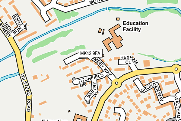 MK42 9FA map - OS OpenMap – Local (Ordnance Survey) MK42 9FA map - OS OpenMap – Local (Ordnance Survey)