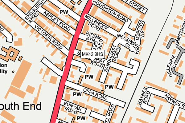 MK42 9HS map - OS OpenMap – Local (Ordnance Survey)