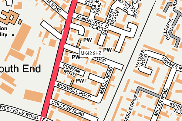 MK42 9HZ map - OS OpenMap – Local (Ordnance Survey)