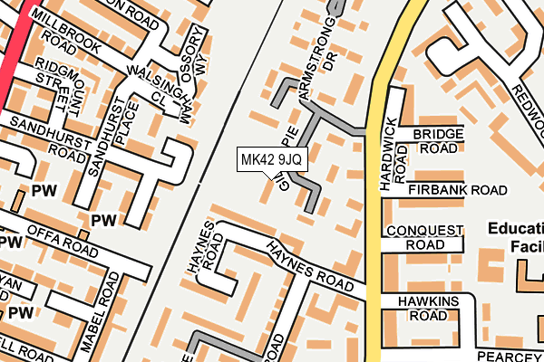 MK42 9JQ map - OS OpenMap – Local (Ordnance Survey)