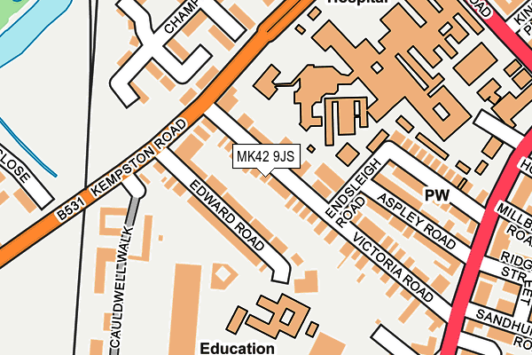 MK42 9JS map - OS OpenMap – Local (Ordnance Survey) MK42 9JS map - OS OpenMap – Local (Ordnance Survey)
