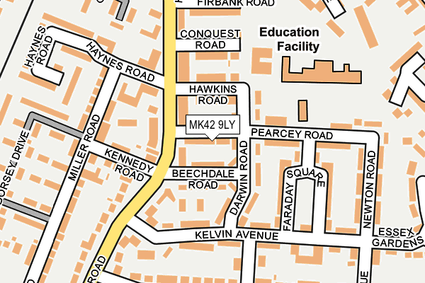 MK42 9LY map - OS OpenMap – Local (Ordnance Survey)