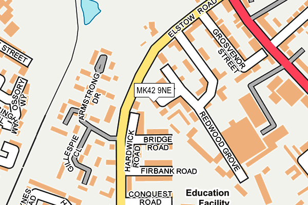 MK42 9NE map - OS OpenMap – Local (Ordnance Survey)