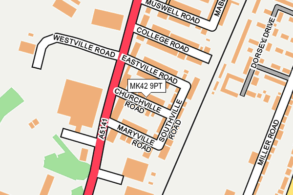 MK42 9PT map - OS OpenMap – Local (Ordnance Survey)