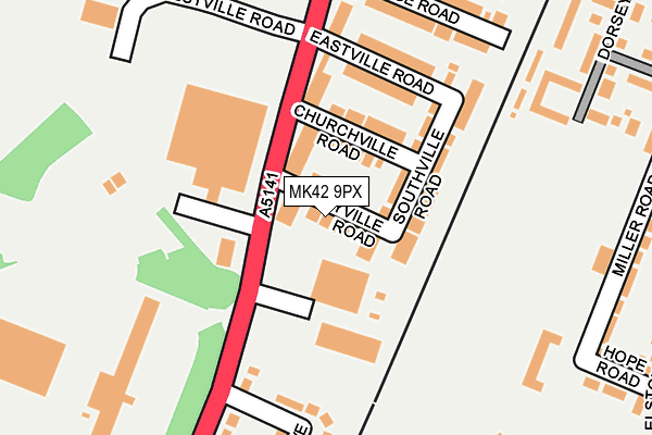 MK42 9PX map - OS OpenMap – Local (Ordnance Survey) MK42 9PX map - OS OpenMap – Local (Ordnance Survey)