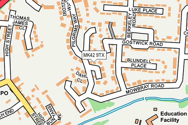 MK42 9TX map - OS OpenMap – Local (Ordnance Survey) MK42 9TX map - OS OpenMap – Local (Ordnance Survey)