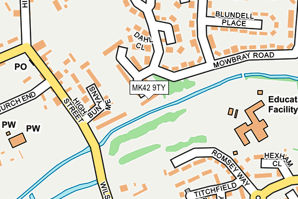 MK42 9TY map - OS OpenMap – Local (Ordnance Survey) MK42 9TY map - OS OpenMap – Local (Ordnance Survey)
