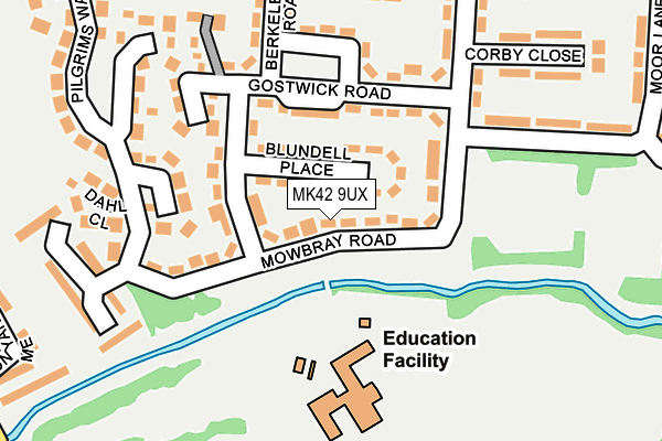 MK42 9UX map - OS OpenMap – Local (Ordnance Survey) MK42 9UX map - OS OpenMap – Local (Ordnance Survey)