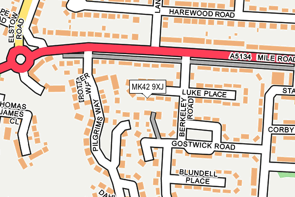 MK42 9XJ map - OS OpenMap – Local (Ordnance Survey)