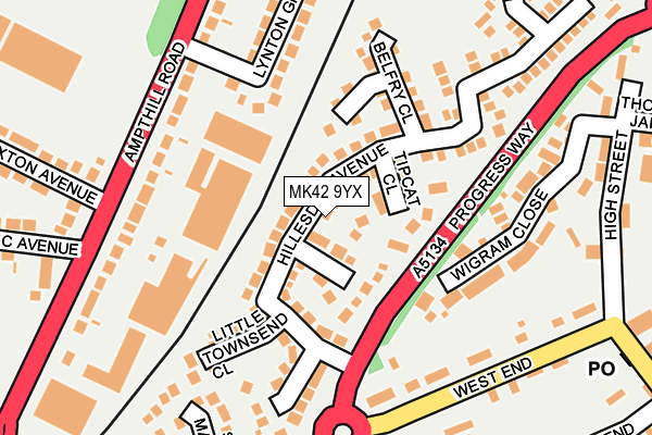 MK42 9YX map - OS OpenMap – Local (Ordnance Survey) MK42 9YX map - OS OpenMap – Local (Ordnance Survey)
