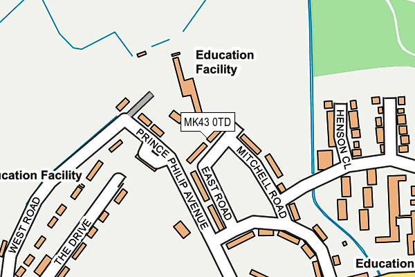 MK43 0TD map - OS OpenMap – Local (Ordnance Survey)