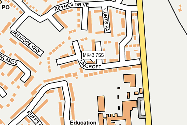 MK43 7SS map - OS OpenMap – Local (Ordnance Survey)