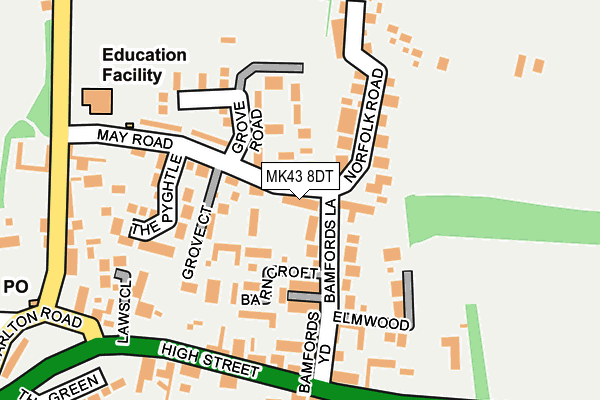 MK43 8DT map - OS OpenMap – Local (Ordnance Survey)
