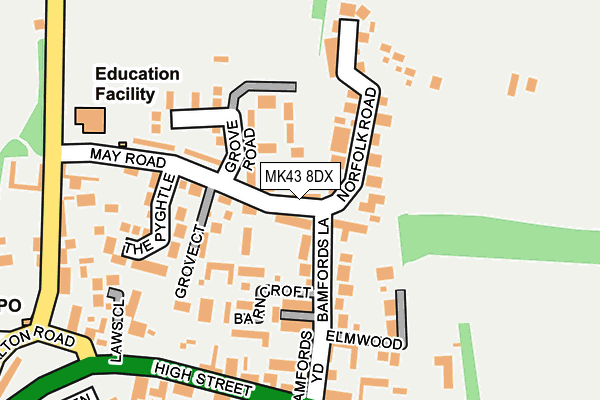 MK43 8DX map - OS OpenMap – Local (Ordnance Survey) MK43 8DX map - OS OpenMap – Local (Ordnance Survey)