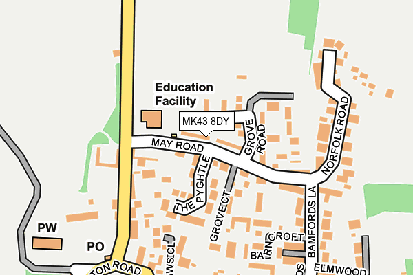 MK43 8DY map - OS OpenMap – Local (Ordnance Survey) MK43 8DY map - OS OpenMap – Local (Ordnance Survey)