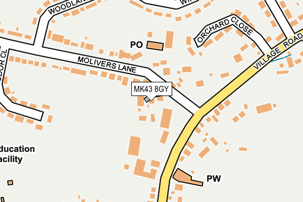 MK43 8GY map - OS OpenMap – Local (Ordnance Survey) MK43 8GY map - OS OpenMap – Local (Ordnance Survey)