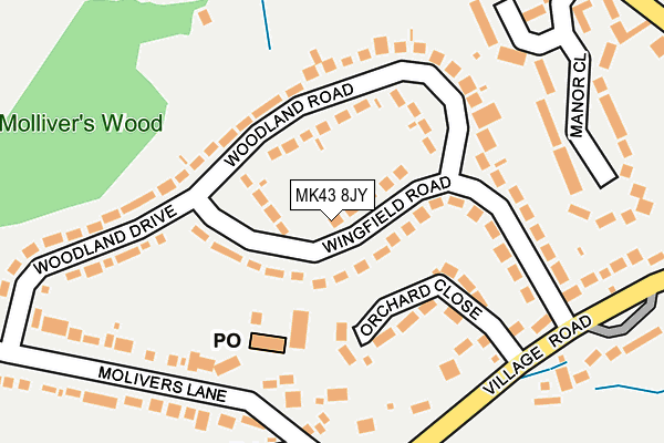 MK43 8JY map - OS OpenMap – Local (Ordnance Survey)