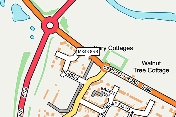 MK43 8RB map - OS OpenMap – Local (Ordnance Survey)