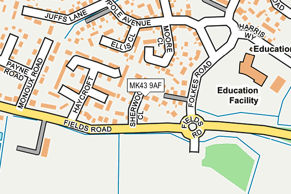 MK43 9AF map - OS OpenMap – Local (Ordnance Survey) MK43 9AF map - OS OpenMap – Local (Ordnance Survey)