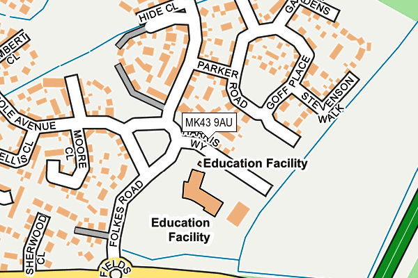 MK43 9AU map - OS OpenMap – Local (Ordnance Survey) MK43 9AU map - OS OpenMap – Local (Ordnance Survey)