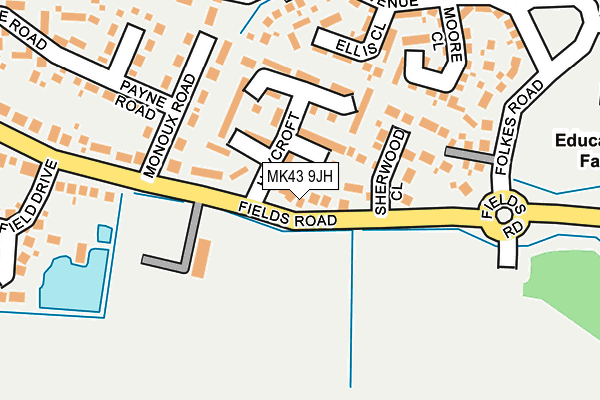 MK43 9JH map - OS OpenMap – Local (Ordnance Survey) MK43 9JH map - OS OpenMap – Local (Ordnance Survey)