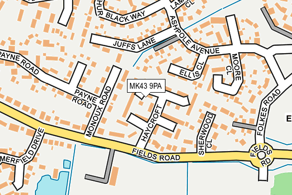 MK43 9PA map - OS OpenMap – Local (Ordnance Survey) MK43 9PA map - OS OpenMap – Local (Ordnance Survey)
