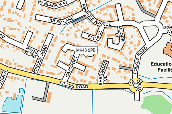 MK43 9PB map - OS OpenMap – Local (Ordnance Survey) MK43 9PB map - OS OpenMap – Local (Ordnance Survey)