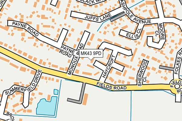 MK43 9PD map - OS OpenMap – Local (Ordnance Survey)