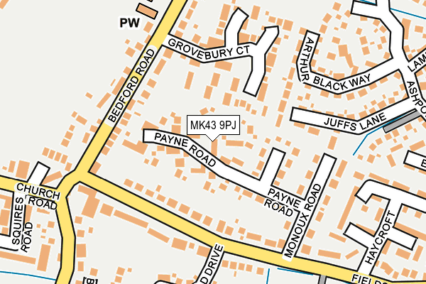 MK43 9PJ map - OS OpenMap – Local (Ordnance Survey)
