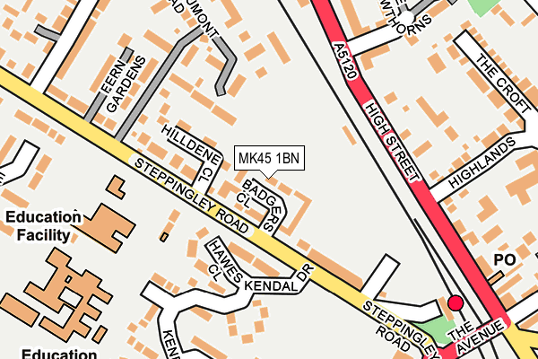 MK45 1BN map - OS OpenMap – Local (Ordnance Survey) MK45 1BN map - OS OpenMap – Local (Ordnance Survey)