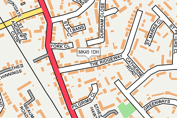 MK45 1DH map - OS OpenMap – Local (Ordnance Survey)