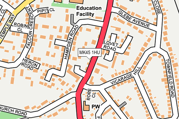 MK45 1HU map - OS OpenMap – Local (Ordnance Survey)
