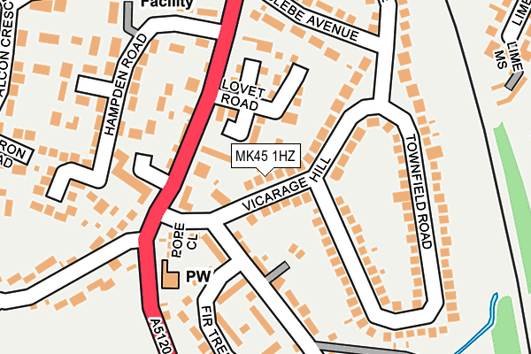 MK45 1HZ map - OS OpenMap – Local (Ordnance Survey)