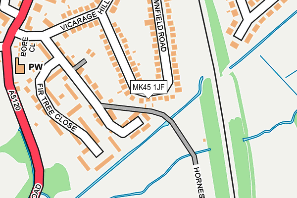 MK45 1JF map - OS OpenMap – Local (Ordnance Survey) MK45 1JF map - OS OpenMap – Local (Ordnance Survey)