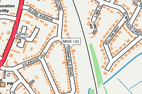 MK45 1JQ map - OS OpenMap – Local (Ordnance Survey) MK45 1JQ map - OS OpenMap – Local (Ordnance Survey)
