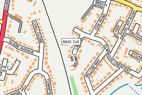 MK45 1LW map - OS OpenMap – Local (Ordnance Survey) MK45 1LW map - OS OpenMap – Local (Ordnance Survey)