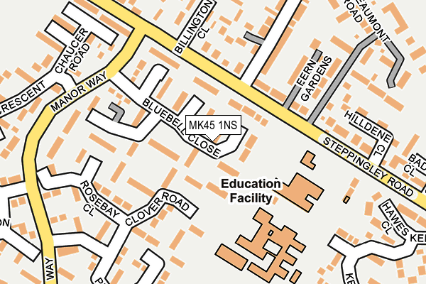 MK45 1NS map - OS OpenMap – Local (Ordnance Survey)