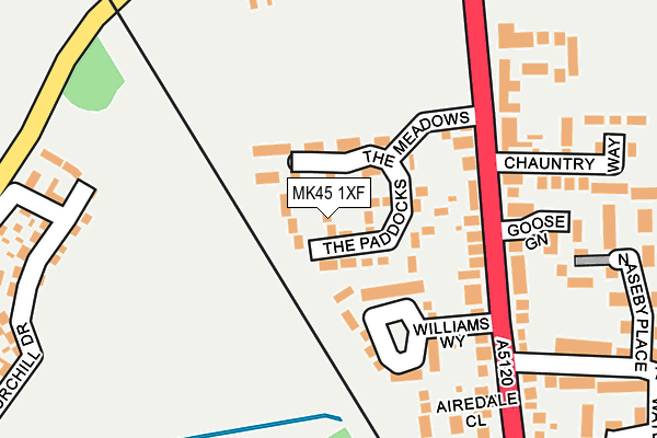 MK45 1XF map - OS OpenMap – Local (Ordnance Survey)