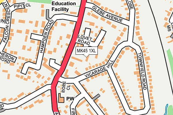 MK45 1XL map - OS OpenMap – Local (Ordnance Survey)