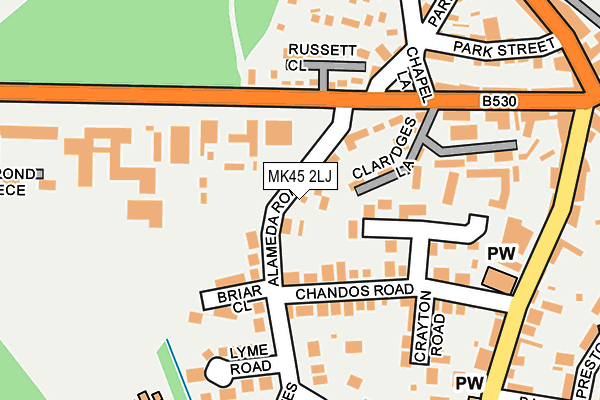 MK45 2LJ map - OS OpenMap – Local (Ordnance Survey)