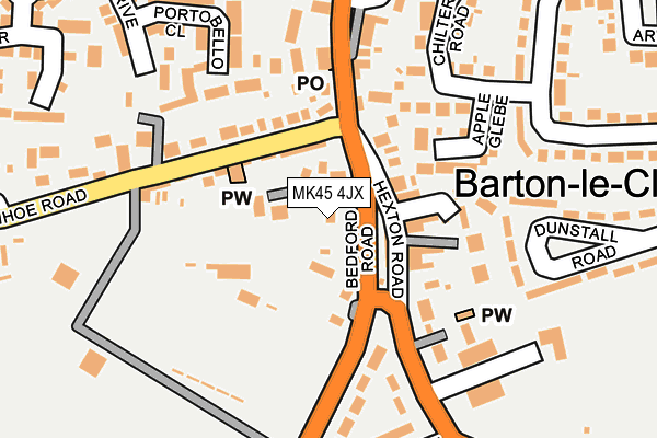 MK45 4JX map - OS OpenMap – Local (Ordnance Survey) MK45 4JX map - OS OpenMap – Local (Ordnance Survey)