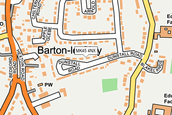 MK45 4NX map - OS OpenMap – Local (Ordnance Survey)