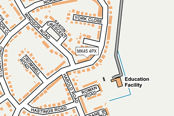 MK45 4PX map - OS OpenMap – Local (Ordnance Survey) MK45 4PX map - OS OpenMap – Local (Ordnance Survey)