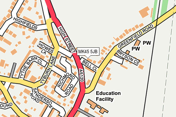 MK45 5JB map - OS OpenMap – Local (Ordnance Survey) MK45 5JB map - OS OpenMap – Local (Ordnance Survey)