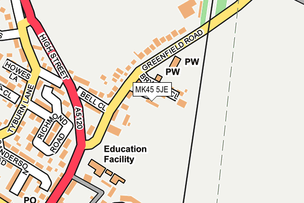 MK45 5JE map - OS OpenMap – Local (Ordnance Survey) MK45 5JE map - OS OpenMap – Local (Ordnance Survey)