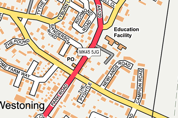 MK45 5JG map - OS OpenMap – Local (Ordnance Survey) MK45 5JG map - OS OpenMap – Local (Ordnance Survey)